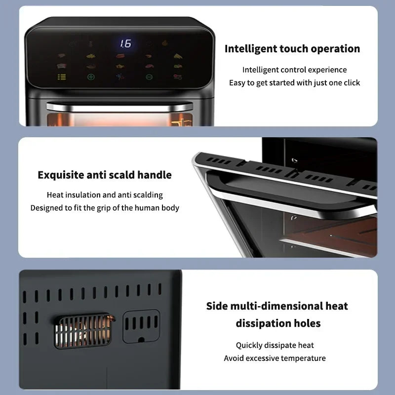 12L Large Air Fryer Oven 360° Convection Oil Free with Viewing Window