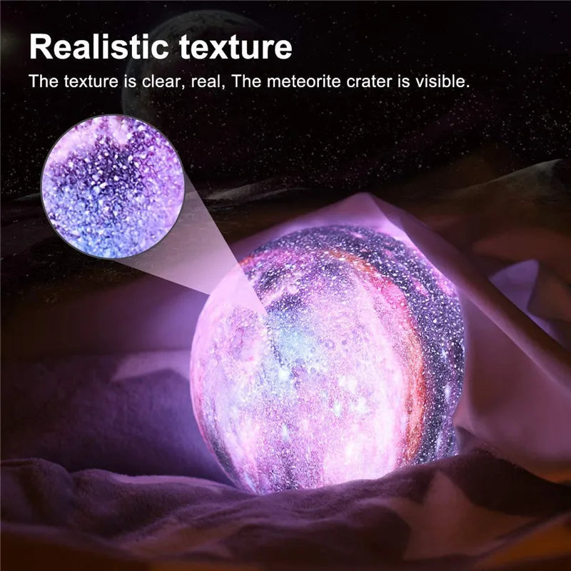 3D Moon Lamp LED Night Light 16 Color Remote Rechargeable Bedroom Decor Gift Lamp