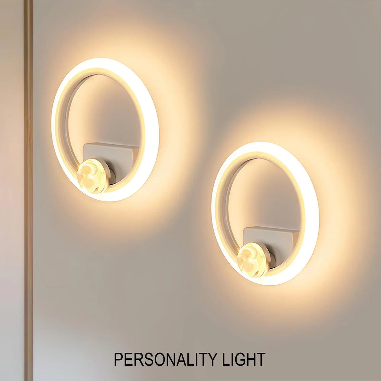 Round LED Wall Light Modern Aluminum Bedside Lamp for Bedroom Hallway