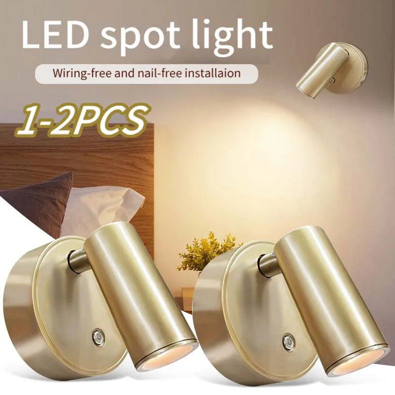 Magnetic LED Wall Light Rechargeable Touch Dimmable Cordless Bedside Lamp