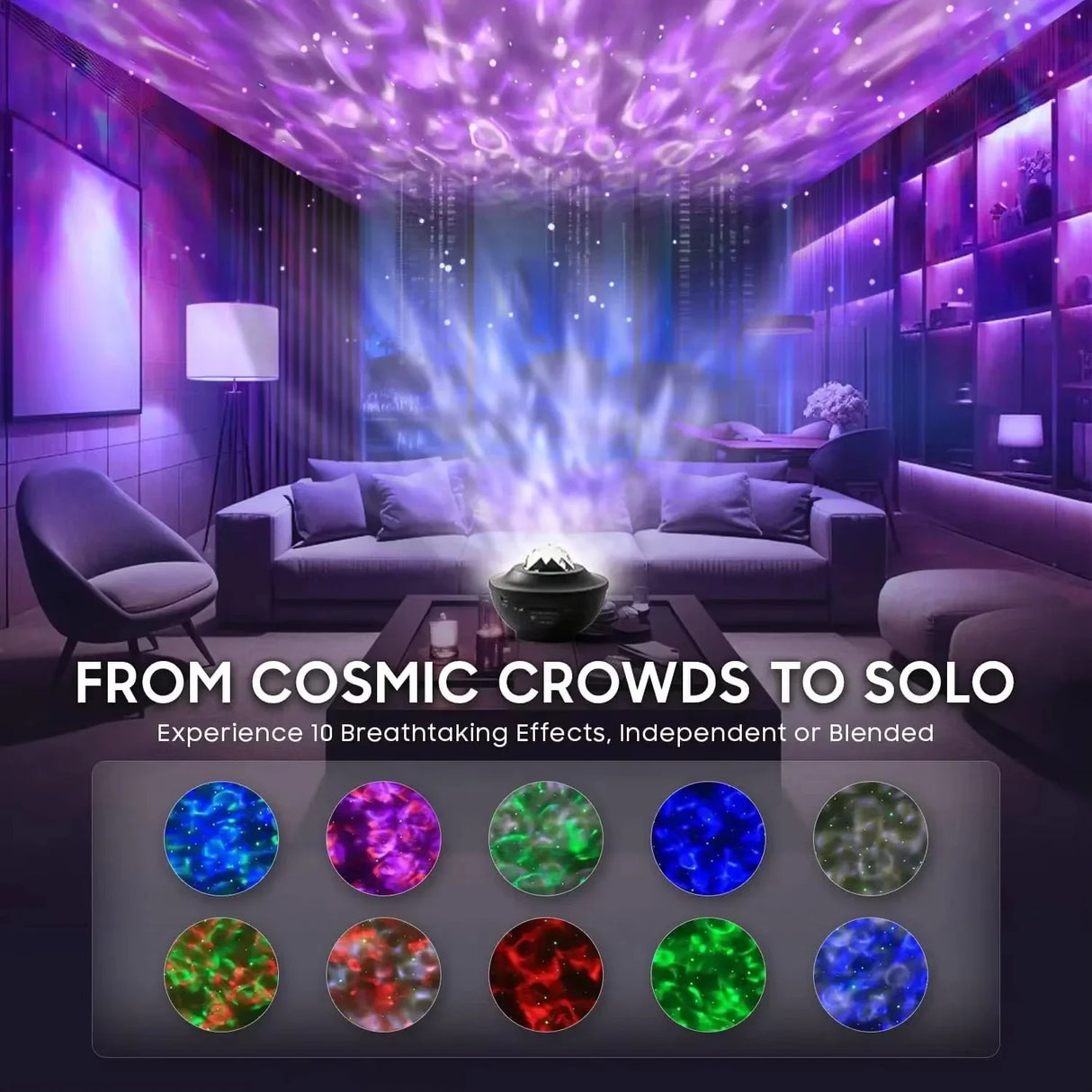 Galaxy Projector Starry Sky Night Light with Ocean Wave Music Remote USB for Kids