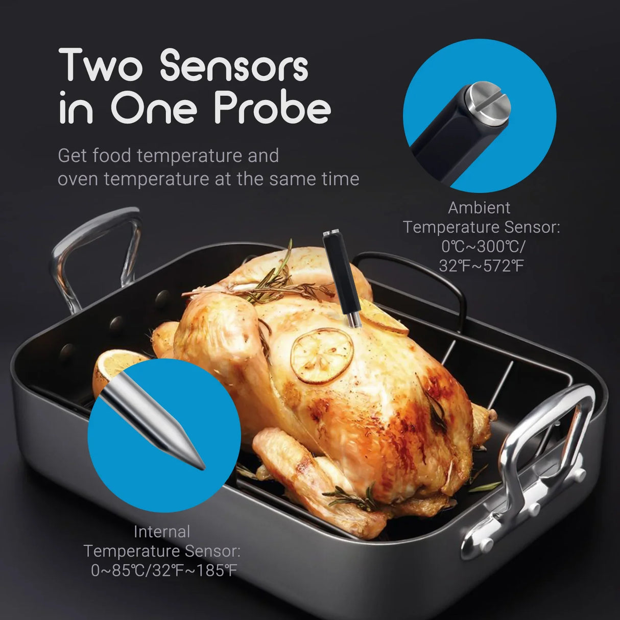 Wireless Bluetooth Meat Thermometer Smart Digital BBQ Grill Oven Smoker