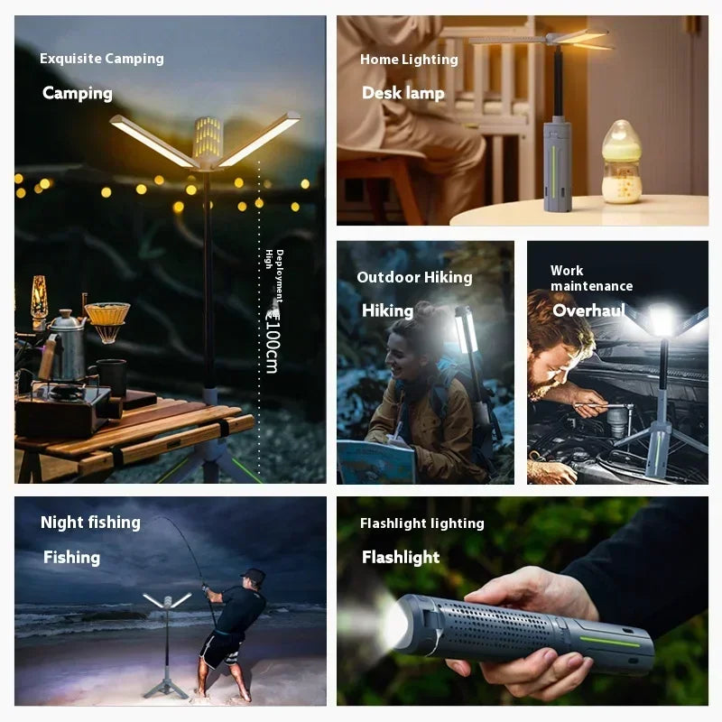 1000LM Rechargeable Camping Lantern Retractable Work Light Hiking Emergency