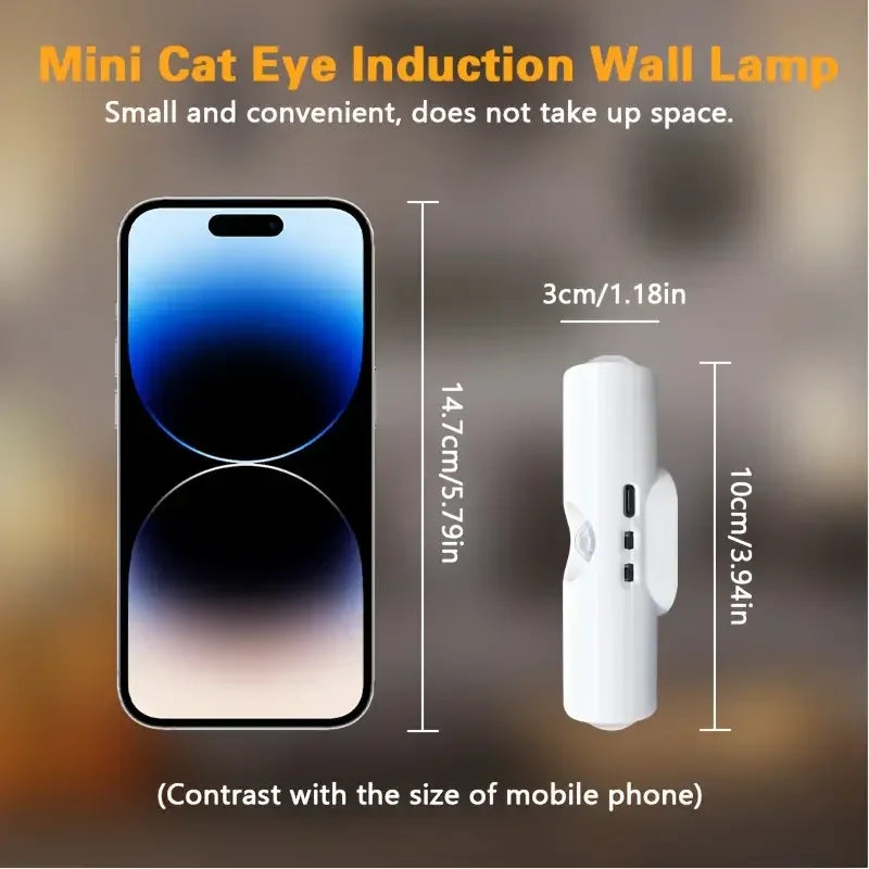 Cat Eye LED Wall Lamp – 2/4PCS Motion Sensor USB Rechargeable Night Light