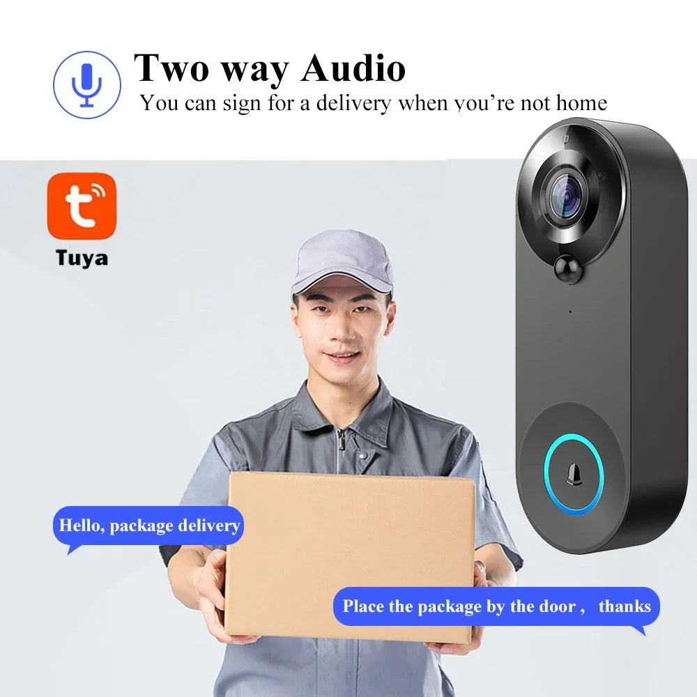 1080P Smart Video Doorbell WiFi Camera PIR Motion Detection Two Way Audio