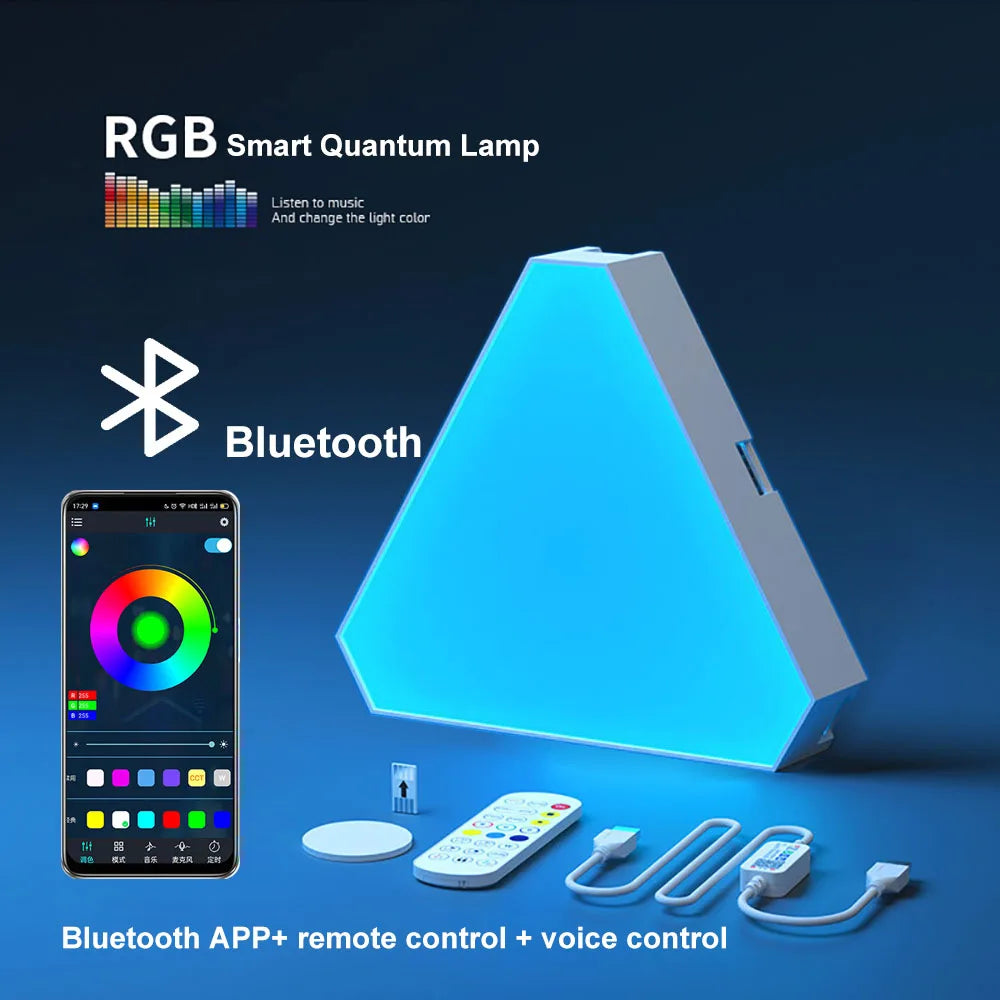 RGB Quantum LED Wall Lamp – Smart Rhythm Pickup Light for Bedroom & Gaming Setup