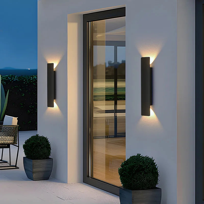 Outdoor Waterproof Wall Light – 18W LED Black Aluminum Exterior Lamp for Bedroom
