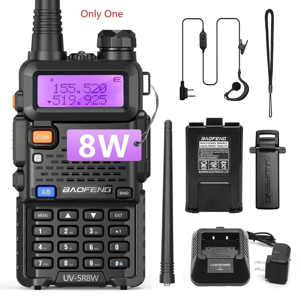 8W Dual Band Walkie Talkie Long Range Two Way Radio 128 Channel Handheld