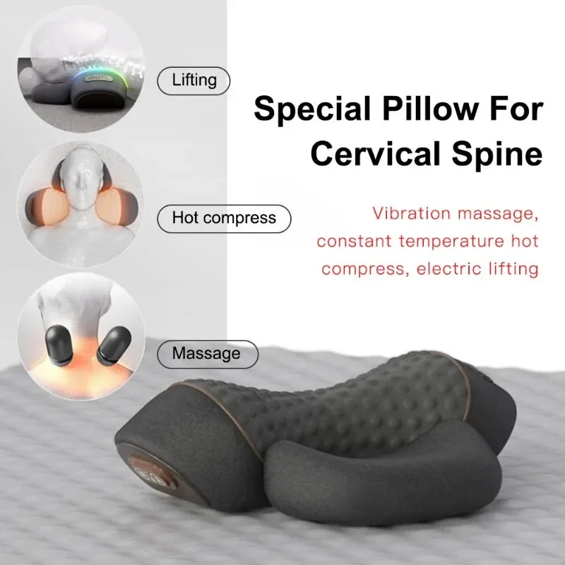 Electric Neck Massager Pillow – Heated Cervical Stretcher for Back & Sleep Support