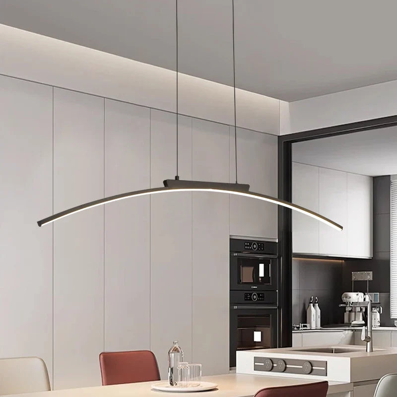 Modern LED Arc Pendant Light – Adjustable Dining Room Hanging Lamp for Kitchen