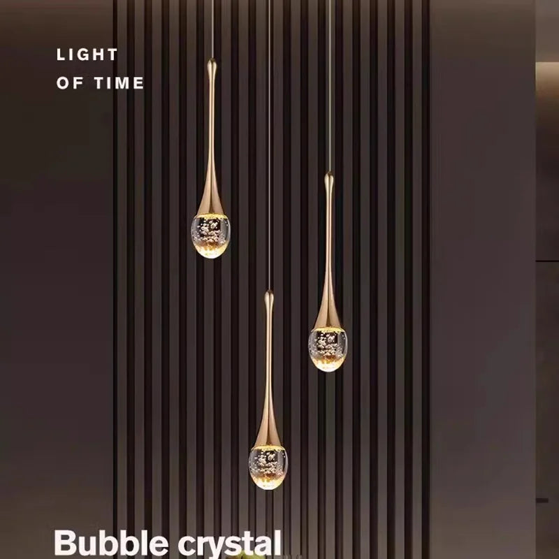 LED Water Drop Bubble Pendant Light Crystal Hanging Lamp Bedroom Dining Decor
