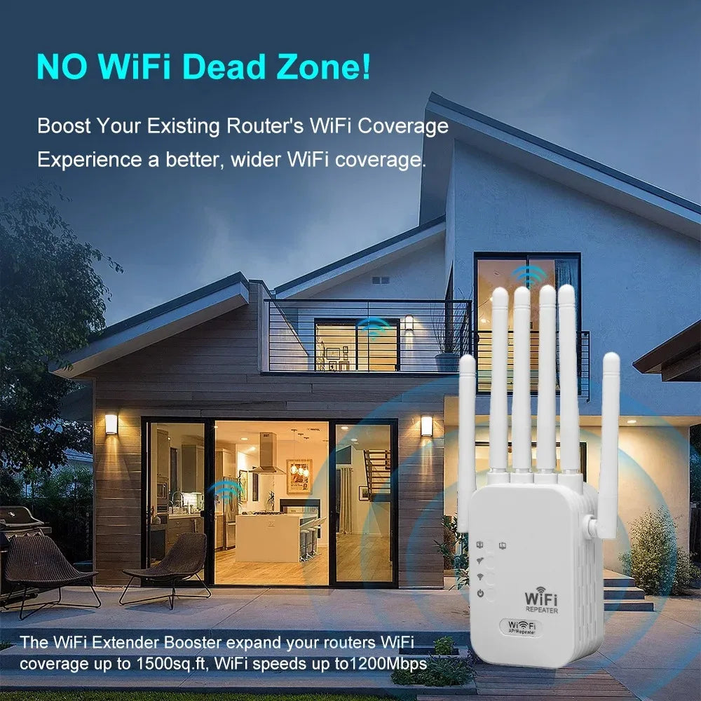 1200Mbps Dual Band WiFi Extender Signal Booster Repeater 2.4G 5G