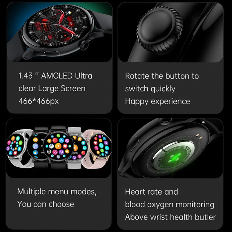 2025 AMOLED Smartwatch for Women Health Monitor AI Voice Bluetooth Call Watch