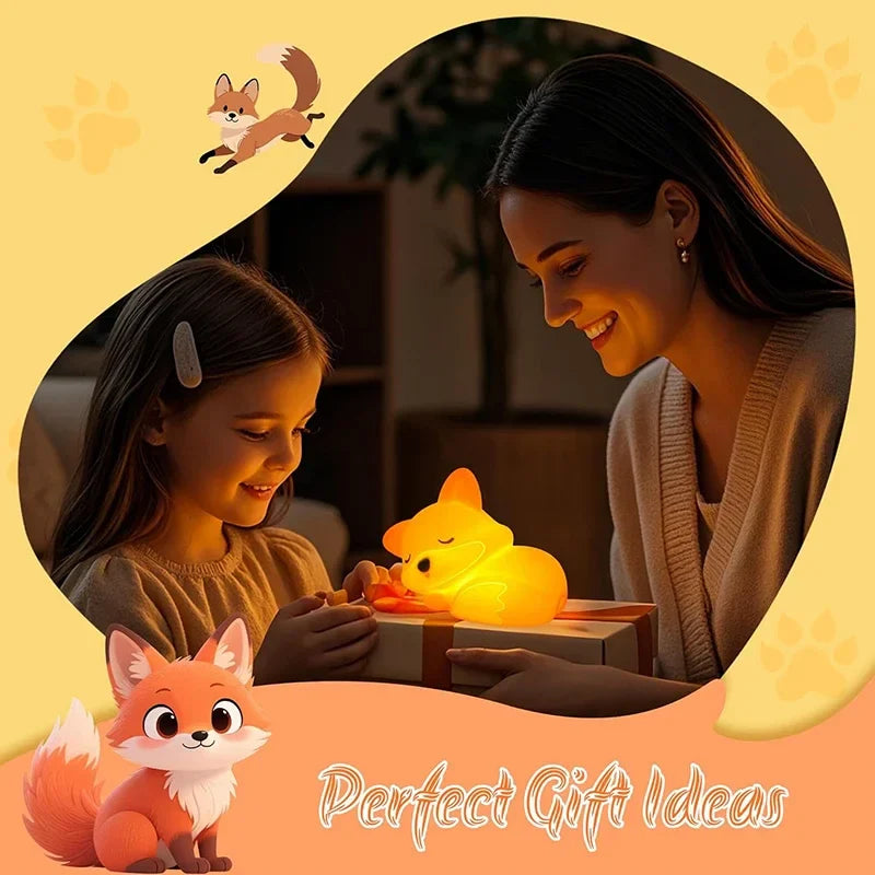 Fox Night Light Squishy LED Nursery Lamp Dimmable USB Rechargeable Baby Nightlight