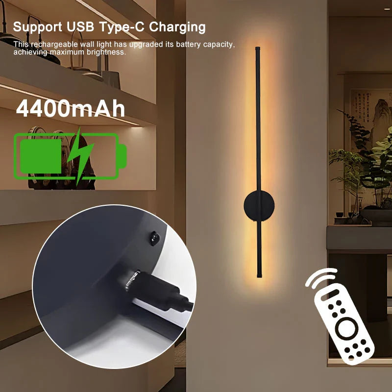 Rechargeable LED Wall Light Touch Switch 3CCT USB Battery Operated Sconce
