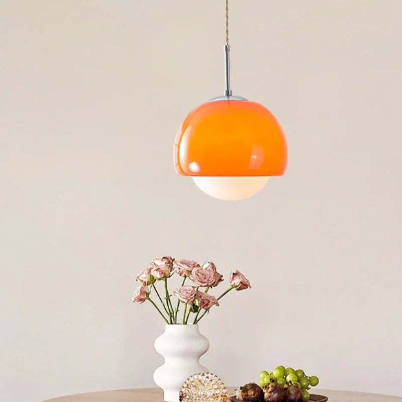Pendant Lights Orange Round Ball Hanging Lamp for Restaurant Cafe Bar Bedroom Decor