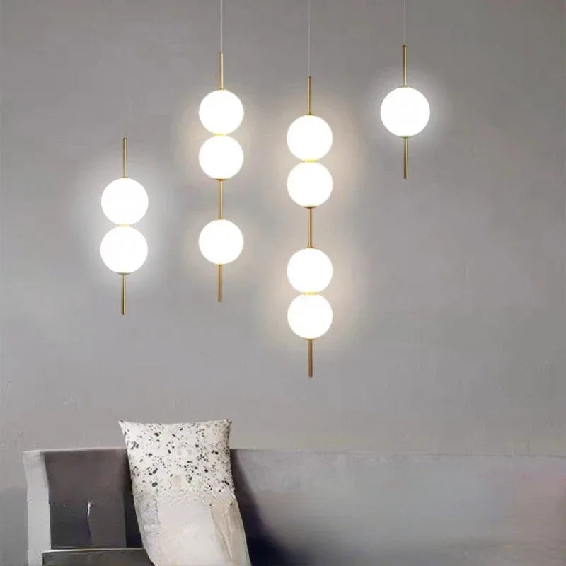 Glass Ball Pendant Light Modern LED Hanging Lamp Bedroom Bedside Ceiling Decor