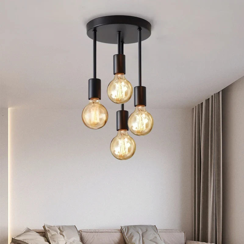 Black Modern 4 Light E27 Ceiling Fixture Bedroom Kitchen Hallway Chandelier