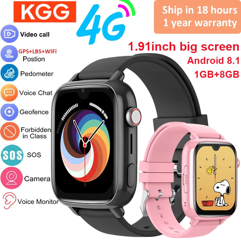 4G Kids Smart Watch with GPS, Video Call, SOS, Camera & Location Tracker