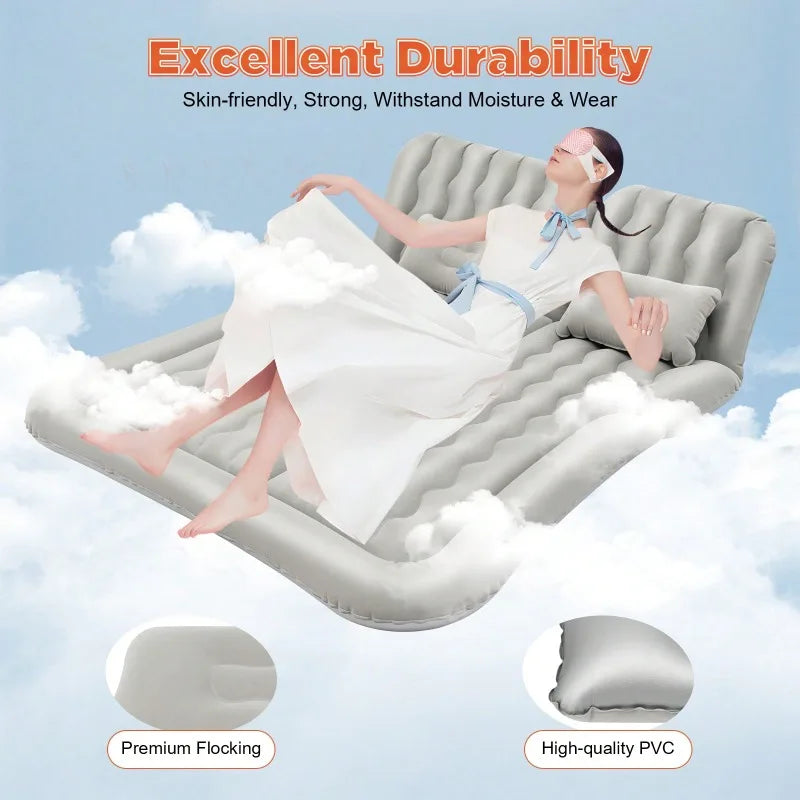Portable Air Mattress with Pump Inflatable Car Bed SUV Back Seat Camping Travel