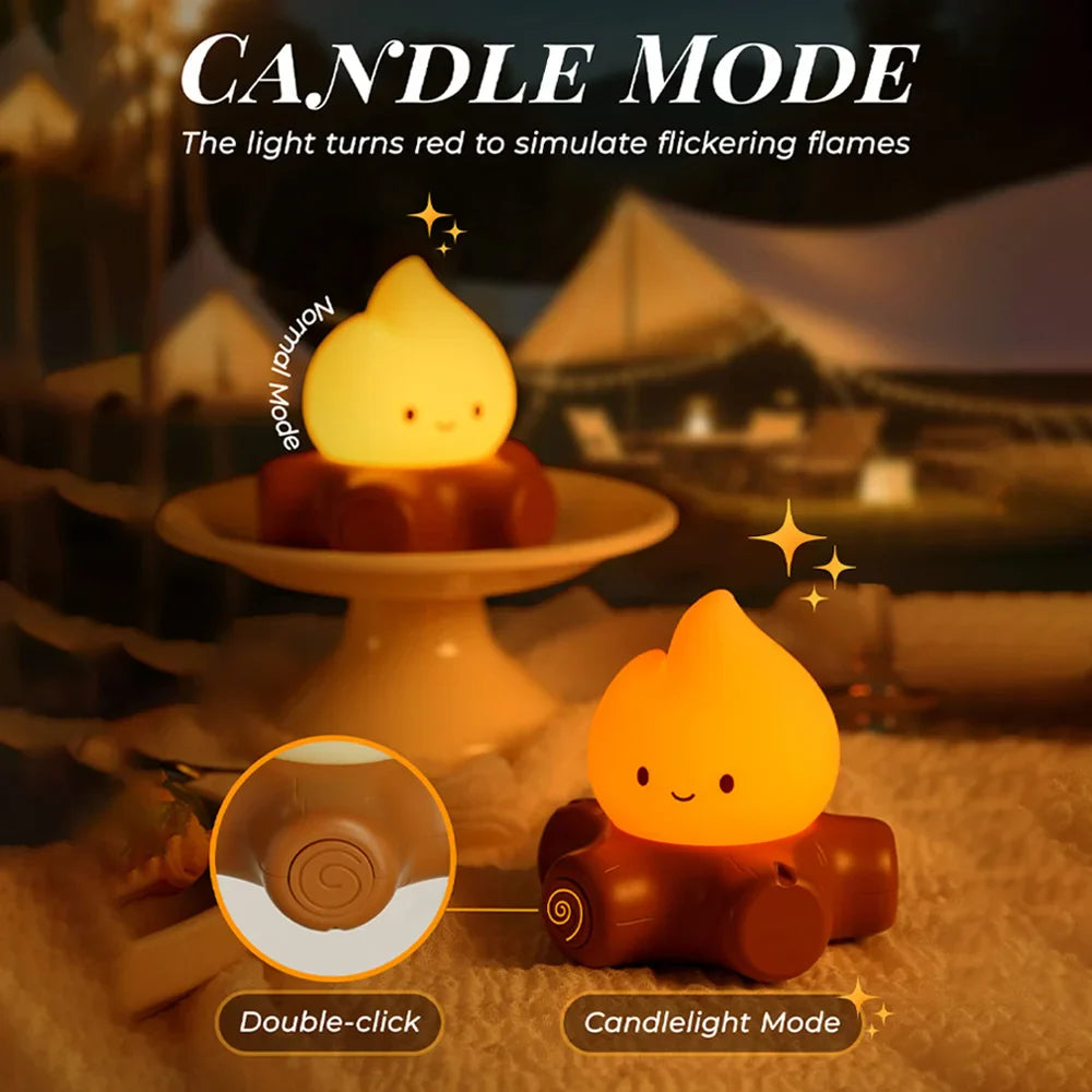 Campfire Night Light with White Noise LED Atmosphere Lamp for Kids Room Christmas