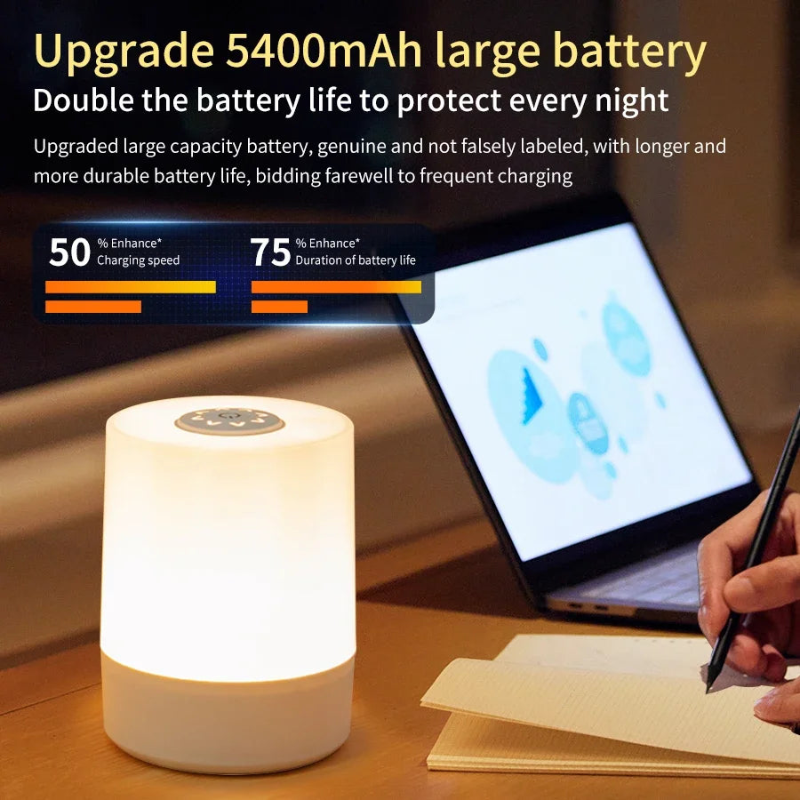 Dimmable LED Bedside Lamp – Touch Control Rechargeable Night Light for Bedroom Use
