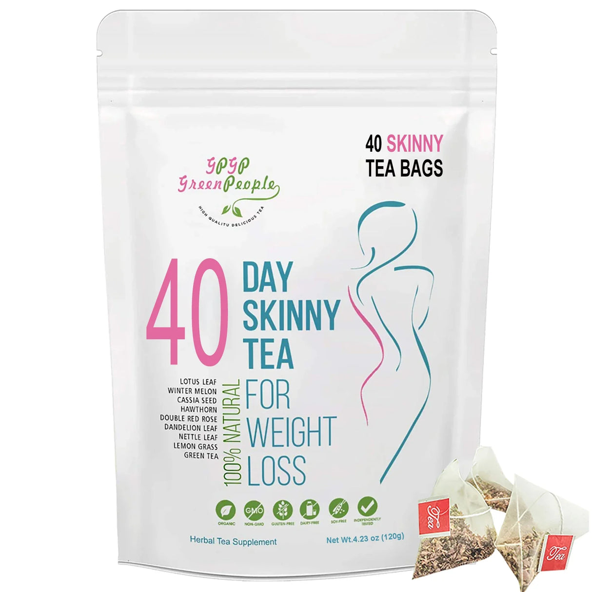 Natural 40 Days Herbal Skinny Detox Weight Loss Supplement No Caffeine