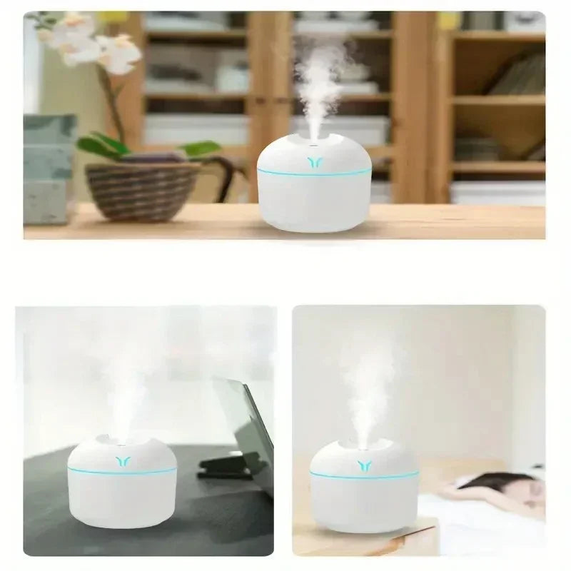 Compact USB Aroma Diffuser Humidifier with LED Night Light for Home and Car Use