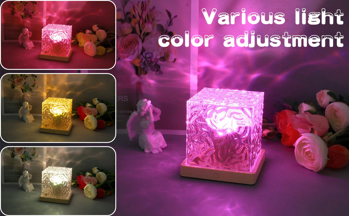 Water Ripple Ocean Wave Light Projector RGB Flame Lamp for Bedroom Mood Decor