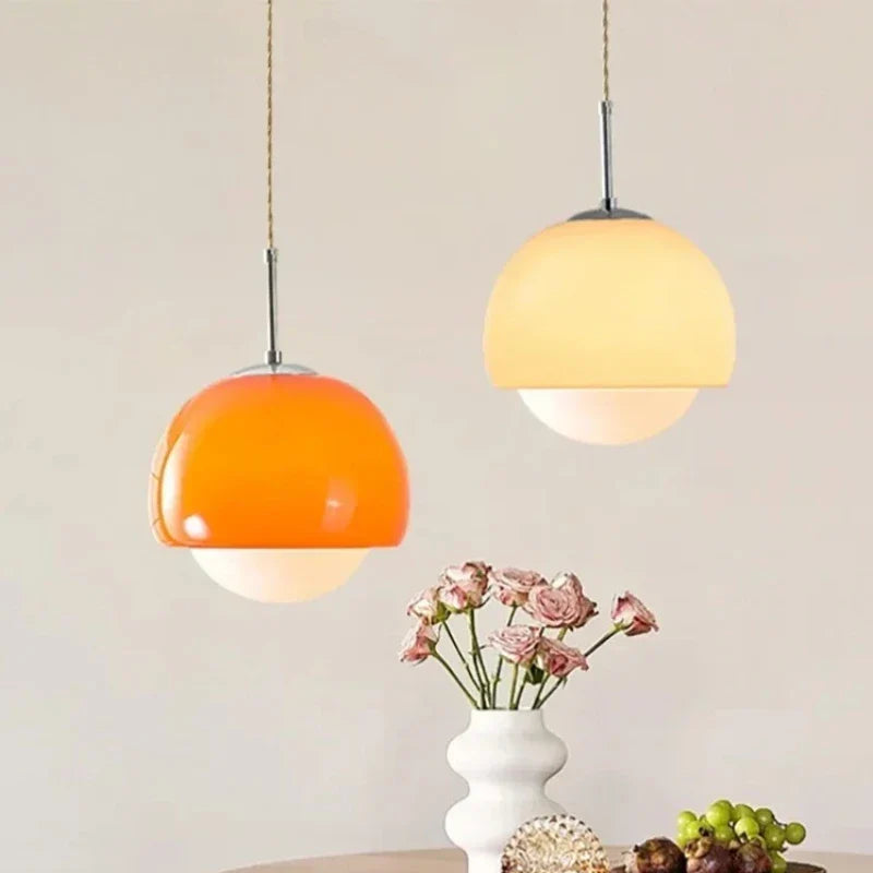 Pendant Lights Orange Round Ball Hanging Lamp for Restaurant Cafe Bar Bedroom Decor