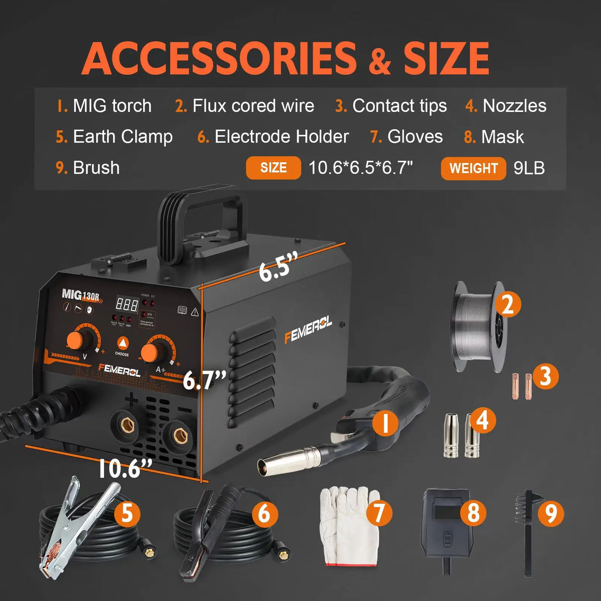 2-in-1 MIG Welder 130A Gasless Flux Core ARC IGBT Welding Machine for Home DIY