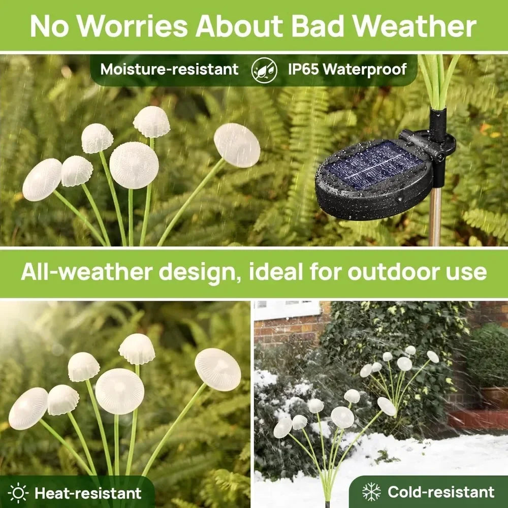Solar Jellyfish Lights Outdoor LED Mushroom Garden Lights Waterproof Lawn Decor