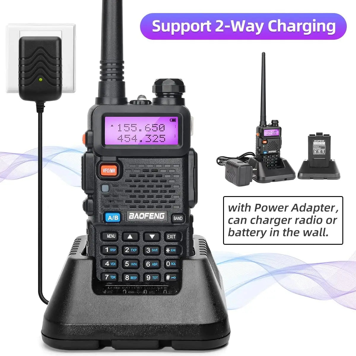 8W Dual Band Walkie Talkie Long Range Two Way Radio 128 Channel Handheld