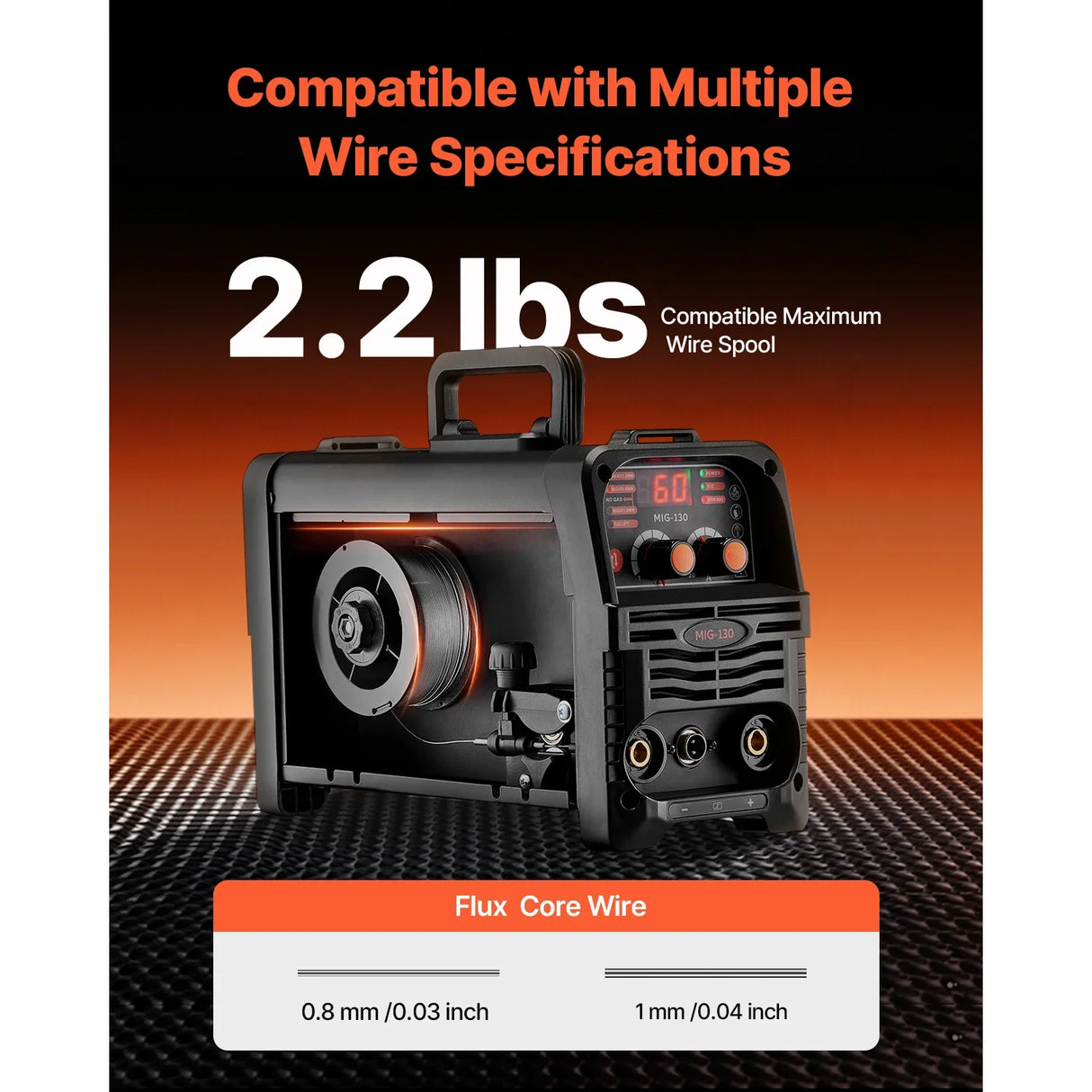 130Amp MIG Welder 3-in-1 Portable IGBT Inverter Welding Machine with Digital Display