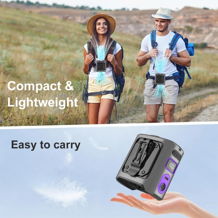 Portable Waist Fan 8000mAh Semiconductor Cooling 100-Speed