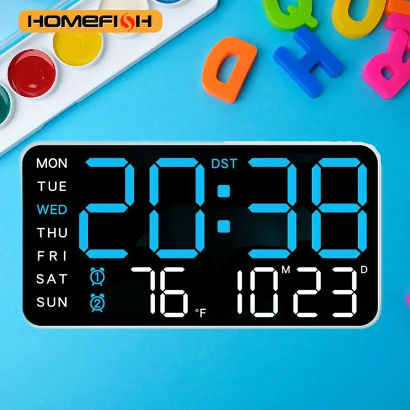 Giant Digital Wall Clock with Temperature Date Time Smart Home LED Display