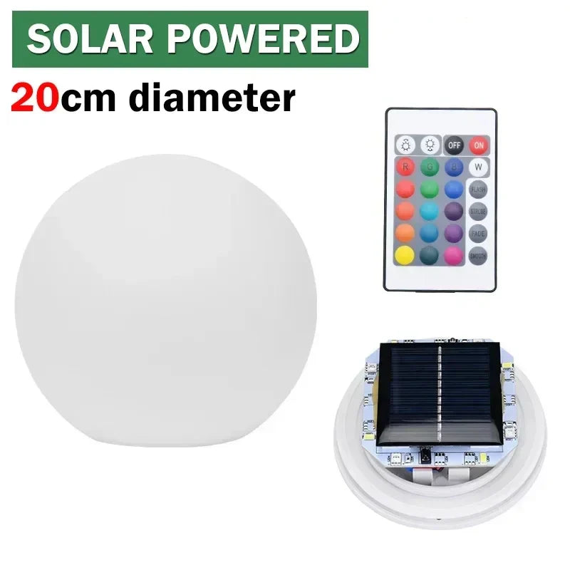Solar LED Ball Light RGB Outdoor Waterproof Lawn Pool Garden Lamp with Remote