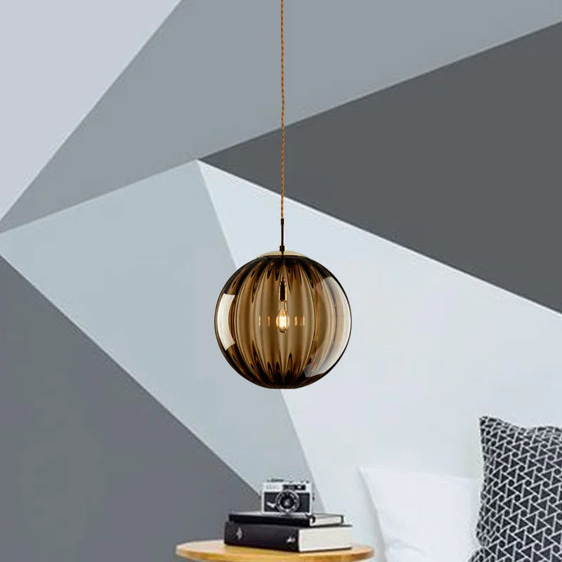Modern LED Glass Ball Pendant Light Nordic Hanging Lamp for Bedroom Dining Bar