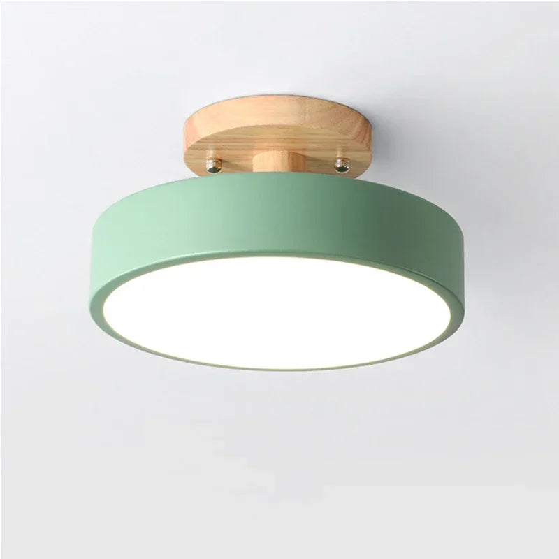 Nordic Flush Mount Ceiling Light Wood Round Hallway Bedroom Bathroom Lamp