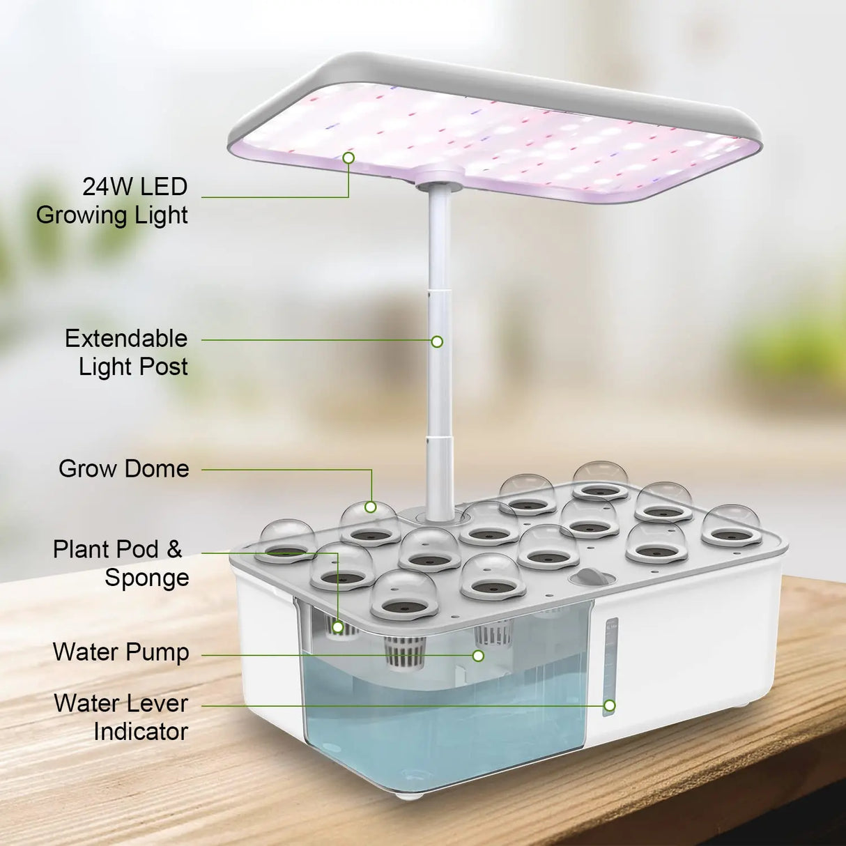 Smart WiFi Hydroponic Growing System Indoor Herb Garden LED Grow Light