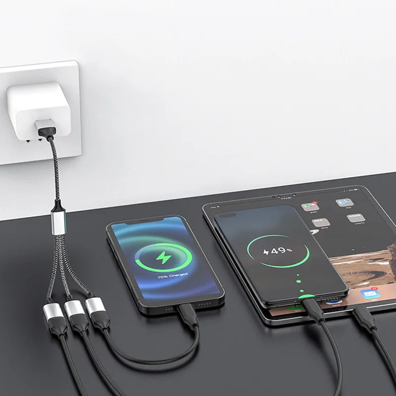 USB Cable Splitter Hub 4 Port Multi Charging Adapter OTG for Phone PC Laptop