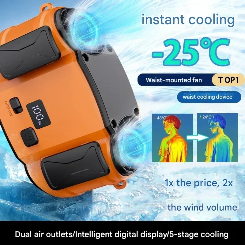 Dual Outlet Waist Fan Portable Hands Free Cooling Fan