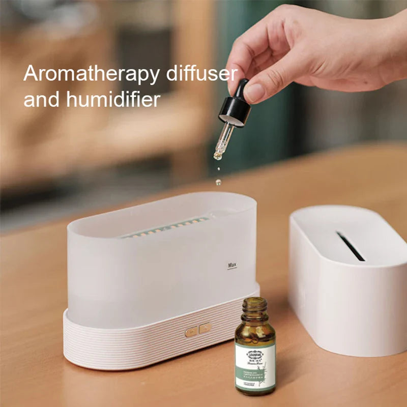 Ultrasonic Aroma Diffuser Essential Oil Humidifier Cool Mist Flame Effect LED Lamp