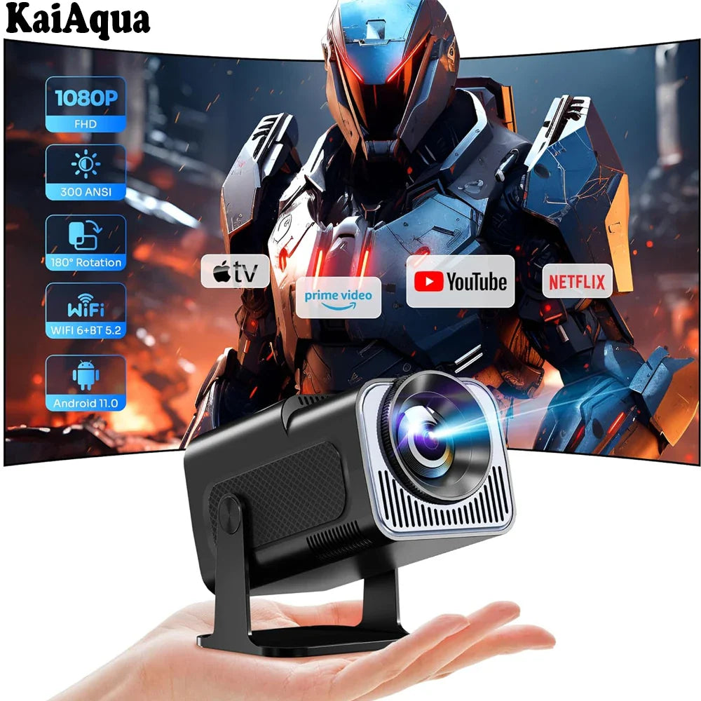 Android 11 4K Projector 1080P 390ANSI Dual WiFi6 BT5.0 Portable Home Cinema