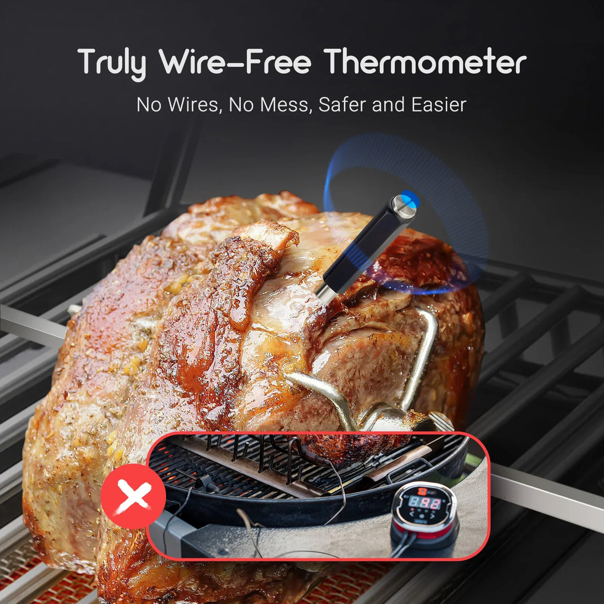 Wireless Bluetooth Meat Thermometer Smart Digital BBQ Grill Oven Smoker