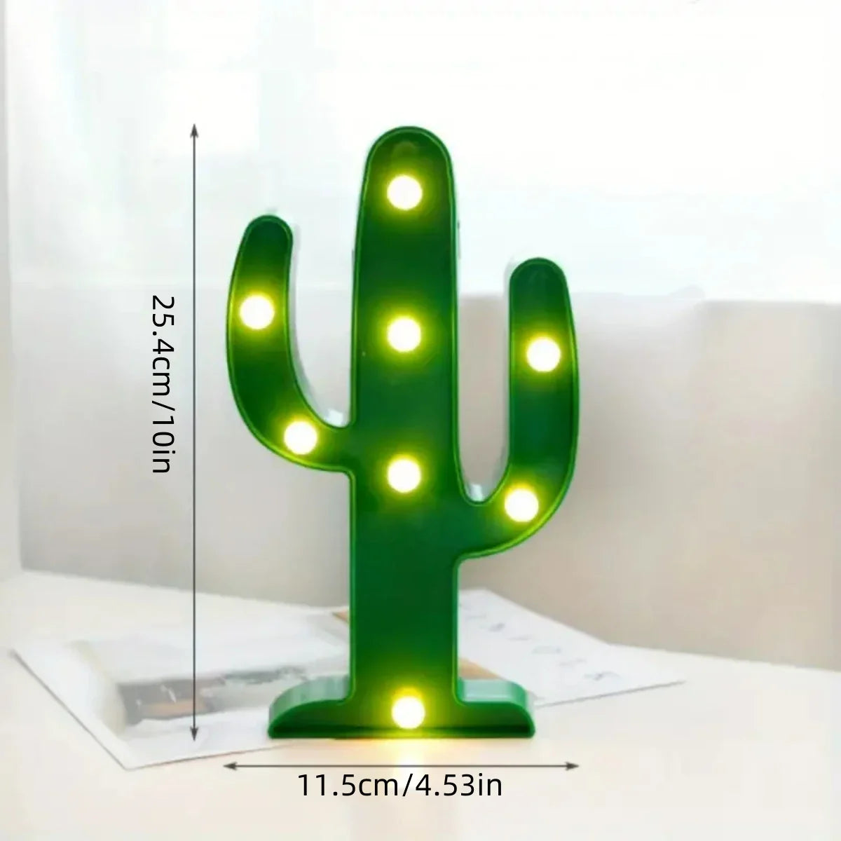 Cactus Night Light Battery Operated Mini Table Lamp Wall Mount Bedroom Decor