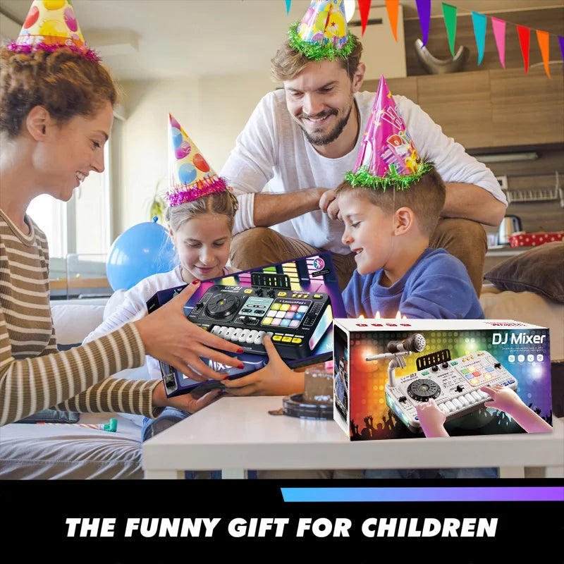 Kids DJ Mixer Music Toy with Microphone Educational Musical Playset