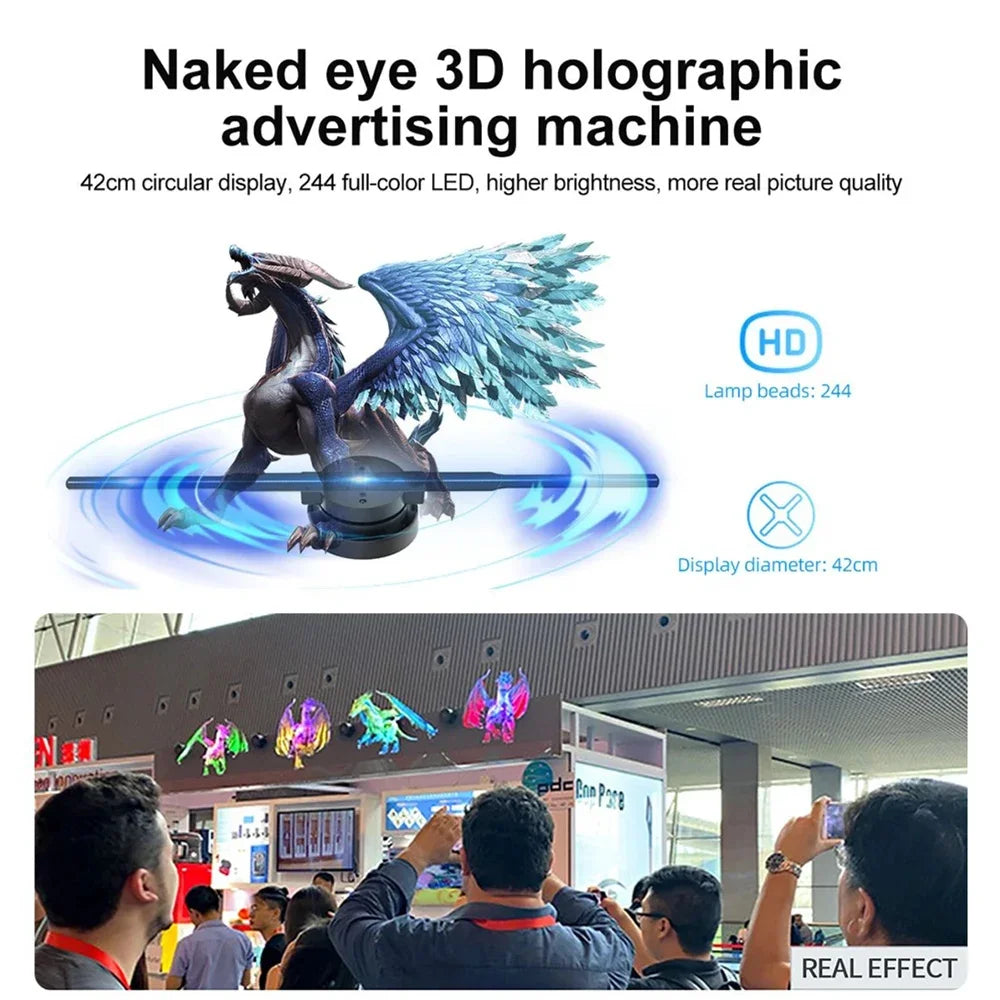 42CM WiFi 3D Hologram Fan Holographic Projector Advertising Display Light