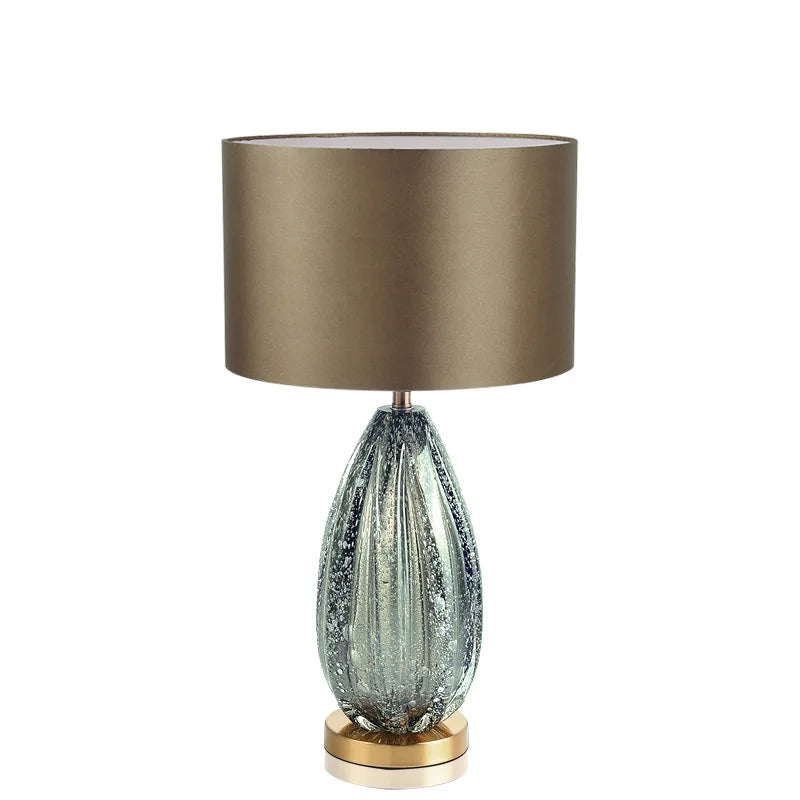 Modern Crystal Glass Table Lamp Grey Fabric Shade Bedroom Hotel Home Decor Light
