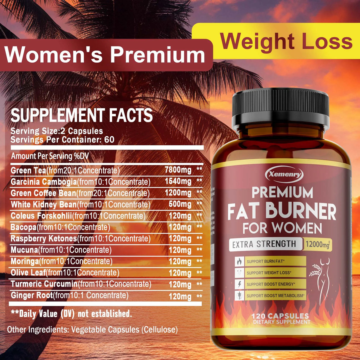 Metabolism Support for Women - 120 Capsules with Green Tea Extract